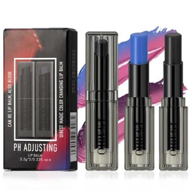 Imagem de KTouler 2 peças de protetor labial com ajuste de pH e tonalidade da bochecha, batom que muda de cor de longa duração, hidratante e hidratante, batom vermelho à prova de manchas para mulheres