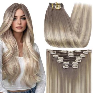 Imagem de Extensões de cabelo Full Shine de cinza a loiro 50 cm 120 g 7 unidades