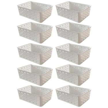 Imagem de Kit 10 Cestos Multiuso Organizador Empilhável Gaveta 19x14x6 - Triopla