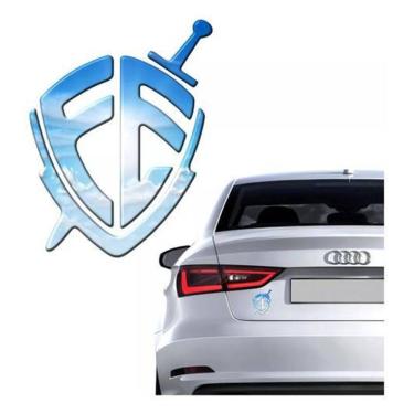 Imagem de Adesivo Fé Resinado 3D Céu Carro Emblema Escudo Res15 Azul