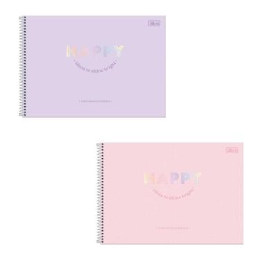 Imagem de Caderno espiral capa dura cartografia 80 fls Happy Tilibra