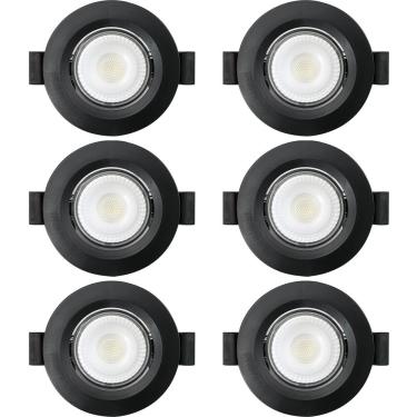 Imagem de Kit 6 Spot de Led Embutir Slim MR11 Redondo 3W Preto Bivolt 6500K Frio