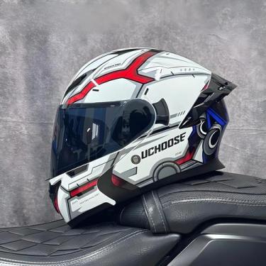 Imagem de Capacete De Motocicleta Unissex Aprovado Pelo DOT Com Visor Duplo Prot