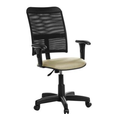 Imagem de Cadeira de Escritório Giratória Tela Mesh com Braço - Preto - Goldflex