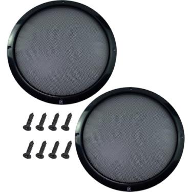 Imagem de OZXNO 2 peças de grade de alto-falante de malha de metal de 25 cm, capa protetora para grade de subwoofer com parafusos de montagem para alto-falante de carro de áudio doméstico (preto)