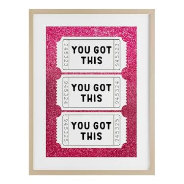 Imagem de Stupell Industries Impressão emoldurada You Got This Pink Ticket Stubs Birch Under Glass, design by Lettered and Lined, 23 x 17