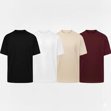 Imagem de Kit 4 Camiseta Oversized Masculina Street Basic Camisa Lisa T-shirt Di