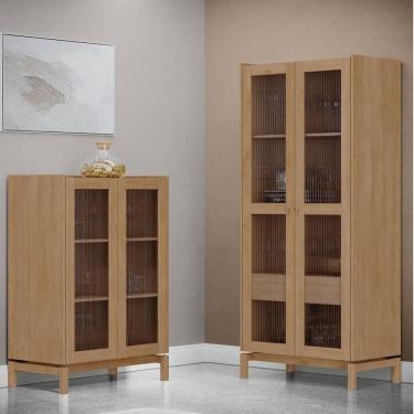 Imagem de Conjunto 2 Cristaleiras 100% Madeira Maciça - Linha Barcelona Tauari