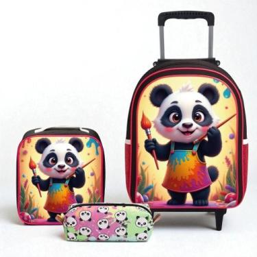 Imagem de Kit Mochila Infantil Rodinha Resistente Lancheira Térmica Estojo Volta