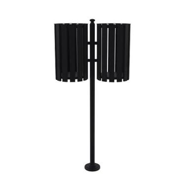 Imagem de Lixeira de Rua Pátios Parques Dupla Tubular Preta 151cm - Utildecor Mo