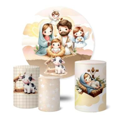 Imagem de Trio Capas Cilindro + Painel Festa Redondo 1,50m Natal (K1NAT113)