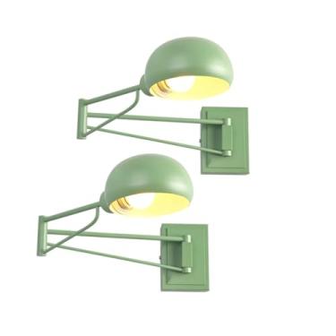 Imagem de Luminária de parede moderna com braço oscilante, pacote com 2 luminárias de parede ajustáveis para leitura de cabeceira, luminária de parede para quarto infantil Macaron, luminária de metal