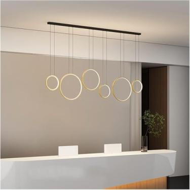 Imagem de Lustre moderno LED, lustre moderno para cozinha, decoração para casa, mesa, bar, tira de LED, escritório, designer, círculo, tira longa reta, luz pendente, lustre LED moderno, decoração mode