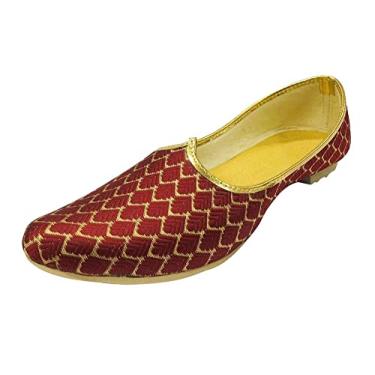 Imagem de Stop n Style Tênis masculino Sherwani Punjabi Jutti nupcial indiano étnico Mojari, Mehroon, 37