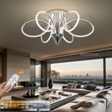 Imagem de Luminária de teto moderna LED regulável com controle remoto Luminária de teto criativa chique Luminária de teto de alumínio para sala de estar Luminária de quarto 6 cabeças Iluminação de tet