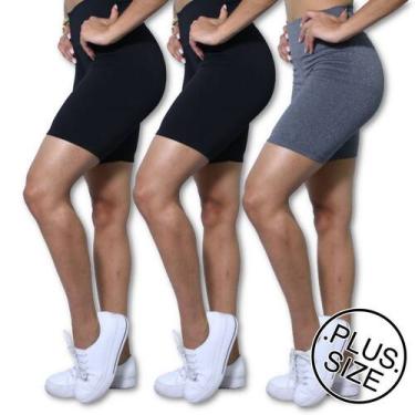 Imagem de Kit 3 Bermudas Plus Size Heide Ribeiro Basic Suplex Academia, G5, Pret