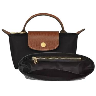 Imagem de OAikor Mini organizador Longchamp atualizado, inserção organizadora de bolsa leve DupontPaper compatível com Longchamp le pliage mini bolsa modelador interno (PP, preto)