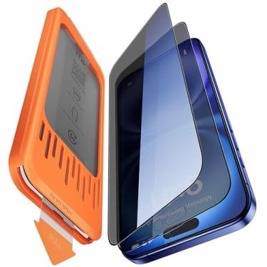 Imagem de Yzoiko Pacote com 2 protetores de tela de privacidade para iPhone 16 Plus de 6,7 polegadas, vidro temperado anti-espião de 28° com remoção automática de poeira, kit de fácil instalação, sem bolhas