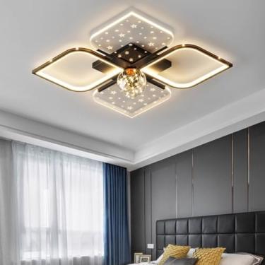 Imagem de Luminária de teto LED regulável com controle remoto 3000K-6000K Luminária de teto criativa geométrica de acrílico Abajur de teto para sala de estar, sala de jantar, cozinha, hall, iluminação