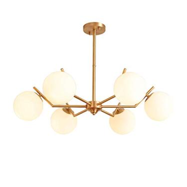 Imagem de Luminária criativa Magic Bean, Luz de sala de estar, Sala de jantar, Lustre simples moderno, Lustre nórdico E14 Full Copper - Cobre 6 cabeças