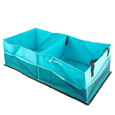 Imagem de HiMagics Organizador de porta-malas dobrável à prova d'água para carro – tecido revestido de PVC resistente, caixa de armazenamento dobrável para SUV, sedã, caminhão, acampamento e viagens (azul aqua