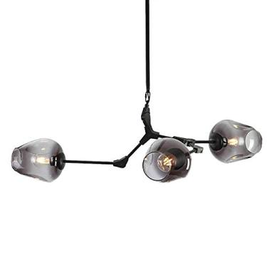 Imagem de Lustre Sputnik moderno, lustre de metal com gradiente, luminária pendente de meados do século, luminária de teto dourada, compatível com corredor, bar, cozinha, sala de jantar (fumaça)