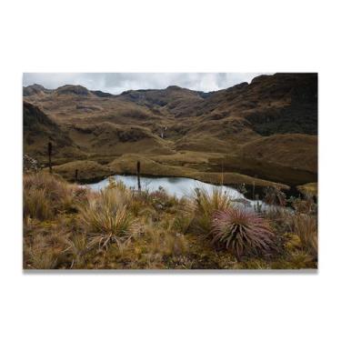 Imagem de LKXGRRSFG Fotografia de paisagem de floresta real com água cercada, impressão em tela de alta resolução, decoração de parede natural para escritório doméstico 28 x 45 cm sem moldura