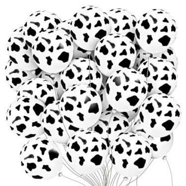 Imagem de Bercoor 60 balões com estampa de vaca, balões engraçados de látex de vaca para festa de cowboy cowgirl rodeio tema ocidental lembrancinha de festa de aniversário decorações de chá de bebê