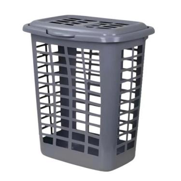Imagem de Cesto de Roupas Telado Cinza 28 Litros Com Tampa - Edplas