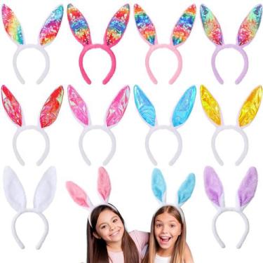 Imagem de Bandana Easter Bunny Ears Retisee, 12 peças de pelúcia e lantejoulas