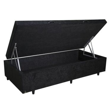 Imagem de Cama Box Baú Solteiro Extremo Reforçado Xerife Móveis Suede Preto 41x88x188