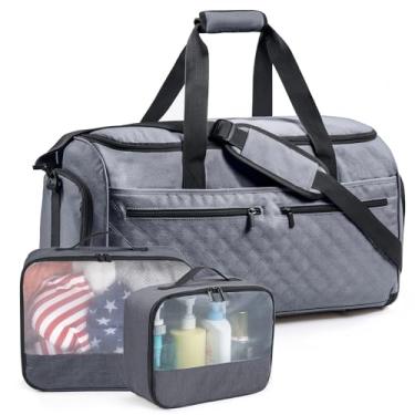 Imagem de ELCUPA Bolsas de vestuário para viagem - Bolsa de viagem para homens e mulheres, 2 em 1 bolsa de viagem grande com compartimento de sapatos para pendurar terno vestido bolsa de fim de semana item