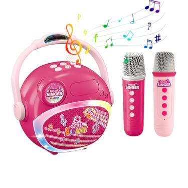 Imagem de Asixxsix Máquina de Karaoke, Coluna de Som Portátil Bluetooth com 2 Microfones Sem Fios, Máquina de Karaoke para Adultos, Aplicação de Karaoke com Som Surround 3D (Rosa)