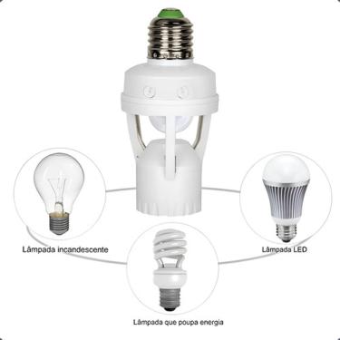 Imagem de Sensor De Presença Lâmpada Com Fotocélula Soquete E27 360°