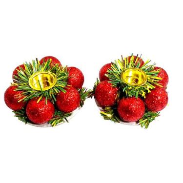 Imagem de Castiçal Bolas de Natal 2 Unidades - Eco