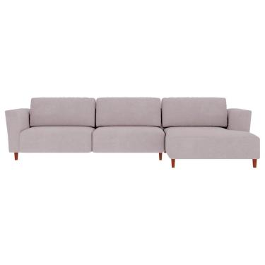 Imagem de Sofá 365cm com Chaise Direita Franz Suede Rosê - Gran Belo
