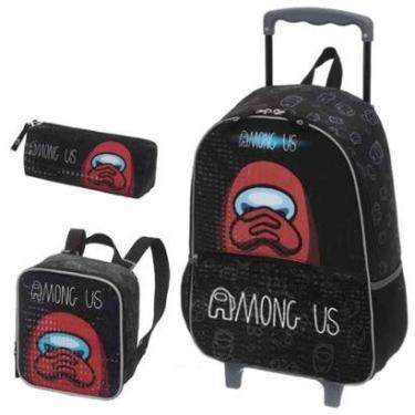 Imagem de Mochila Infantil Rodinhas Among US Suspicious com Lancheira e Estojo-Unissex