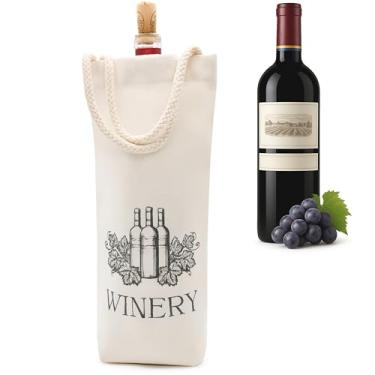 Imagem de Jacob Bicerri Saco de vinho de algodão reutilizável com alça de corda - sacola de garrafa de lona elegante para presente, festas, piqueniques e armazenamento doméstico - Bolsa de presente ecológica