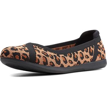 Imagem de Clarks Sapatilha feminina Carly Wish Ballet, Bronzeado escuro/malha preta, 6