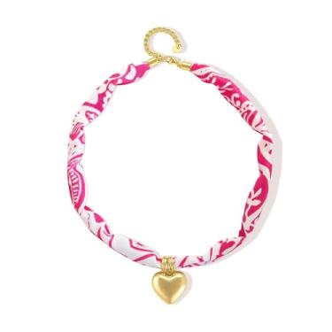 Imagem de KummerSaprk Colar com pingente de cachecol bandana com pingentes de coração dourado rosa marrom delicado joias vintage presentes para mulheres, Large, Sem Pedra Preciosa