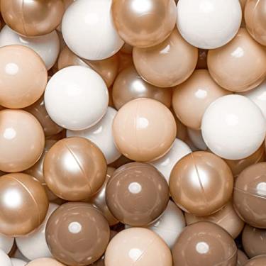 Imagem de TRENDPLAY Bolas de plástico para poços de bolas de 5 cm, pacote com 200 bolas ocas, perfeitas para piscinas infantis, festas, decoração de festivais, marrom pérola + marrom + cáqui