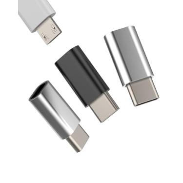 Imagem de Adaptador Micro USB fêmea para USB C macho (pacote com 3) para Apple para iPhone16 15 Pro, cabo de carregamento Android, conversor tipo C, conector de transferência de dados, cabo micro-USB para iPad
