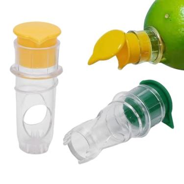 Imagem de Ymiko Espremedor de Limão Com Tampa de Rosca, Espremedor de Frutas Cítrico Manual Com Filtro Embutido Espremedor de Limão Portátil Portátil para Coquetéis, Bebidas, Piqueniques de (Amarelo + Verde)
