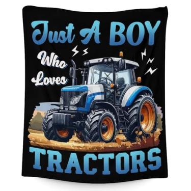 Imagem de Cobertor infantil, cobertor de trator, cobertor de trator de 127 x 102 cm para crianças, apenas um menino que ama tratores, cobertor de flanela aconchegante, mantas de caminhão preto macio para cama,