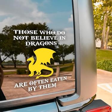 Imagem de Adesivo de carro Those Who Do Not Believe in Dragons, Funny Acotar Fourth Wing Bookish decalques, vinil impermeável, adesivo de para-choque de 20,3 cm para janela de caminhões, acessórios de carro