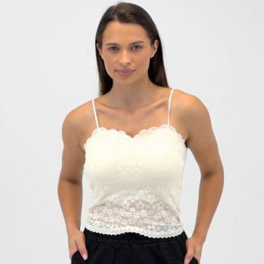 Imagem de Cropped Pacific Blue Regata com Bojo Feminino, P, Off white