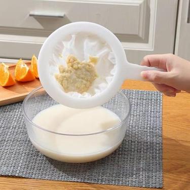 Imagem de Coador de malha de nylon ultrafino para cozinha, colher de filtro de malha de nylon, peneira de filtro de alimentos, colher de filtro de peneira de plástico para leite de soja, café, leite, iogurte