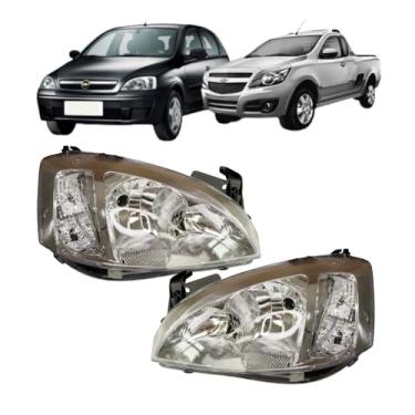 Imagem de Par Farol Corsa/Montana 2008 á 2012 Foco Duplo Lisa Cromada