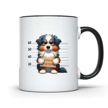 Imagem de CREWSCREATIONS Caneca caneca, caneca, cachorros, caneca, caneca, alça preta, 325 ml, adorável e divertida, xícara de café de cerâmica para amantes de cães CCBM1640