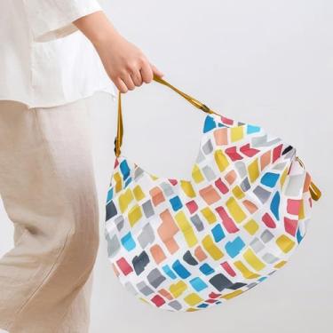 Imagem de Sacos de compras reutilizáveis laváveis na máquina duráveis e leves (estampa de flor grande)